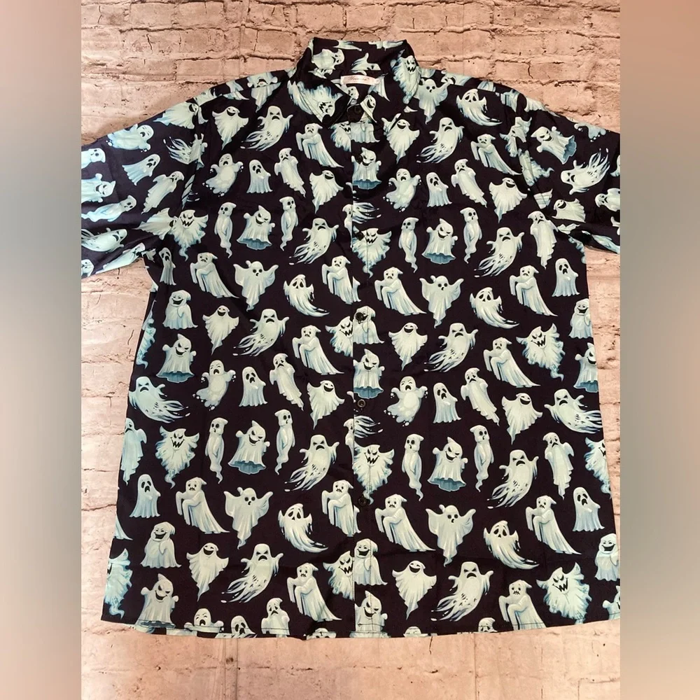 🎃🔥NWOT YOIMIRA man’s Halloween pattern short sleeve shirt. 3XL - Picture 8 of 8